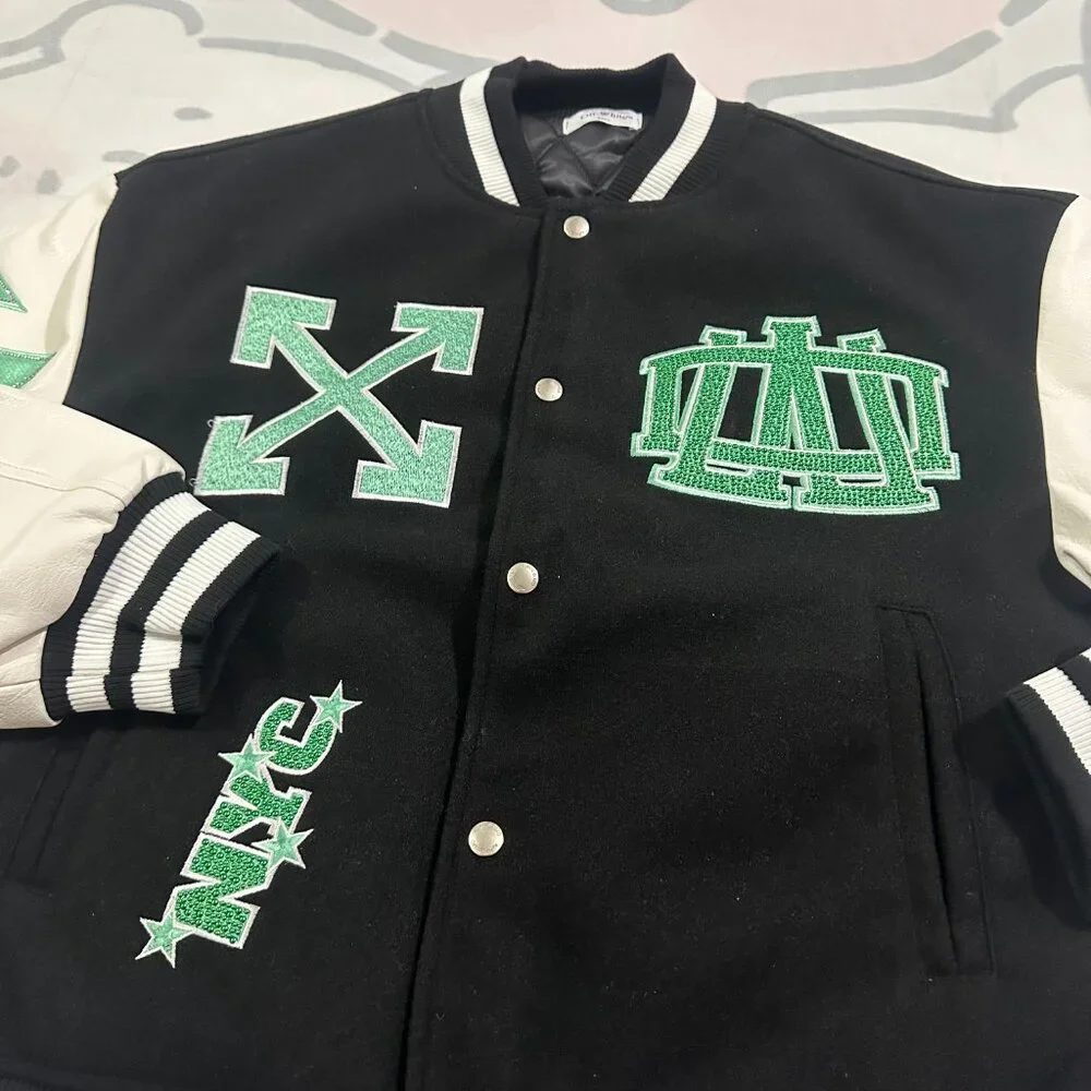 Off-White Multicolor Unisex Baseball Cardigan Jacket - Picture 2 of 6